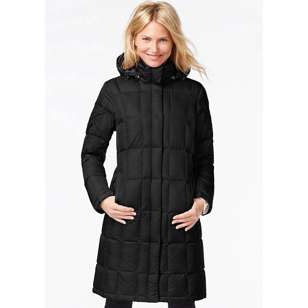 The North Face Puffer Parka Women XL Black 550 Down Metropolis Hooded Coat